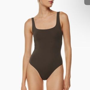 Aritzia Babton Contour Tank Bodysuit Medium Brown